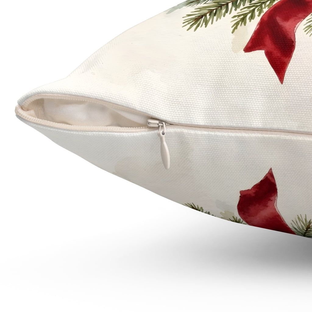 Christmas Cardinal on a Wreath Throw Pillow – Style 2