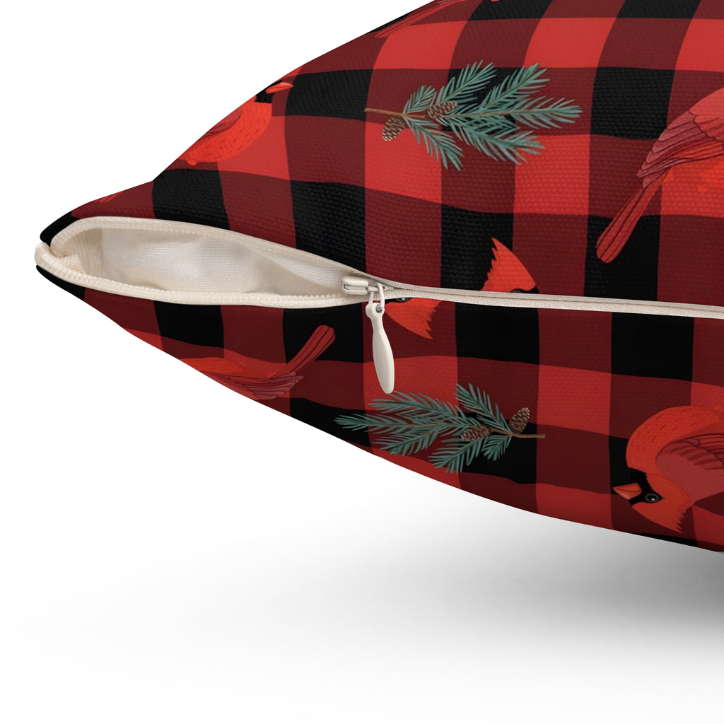 Cardinals and Buffalo Plaid Pattern Throw Pillow – Style 2