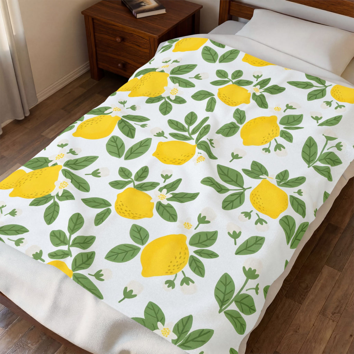 Farmhouse Lemon Pattern Velveteen Plush Blanket