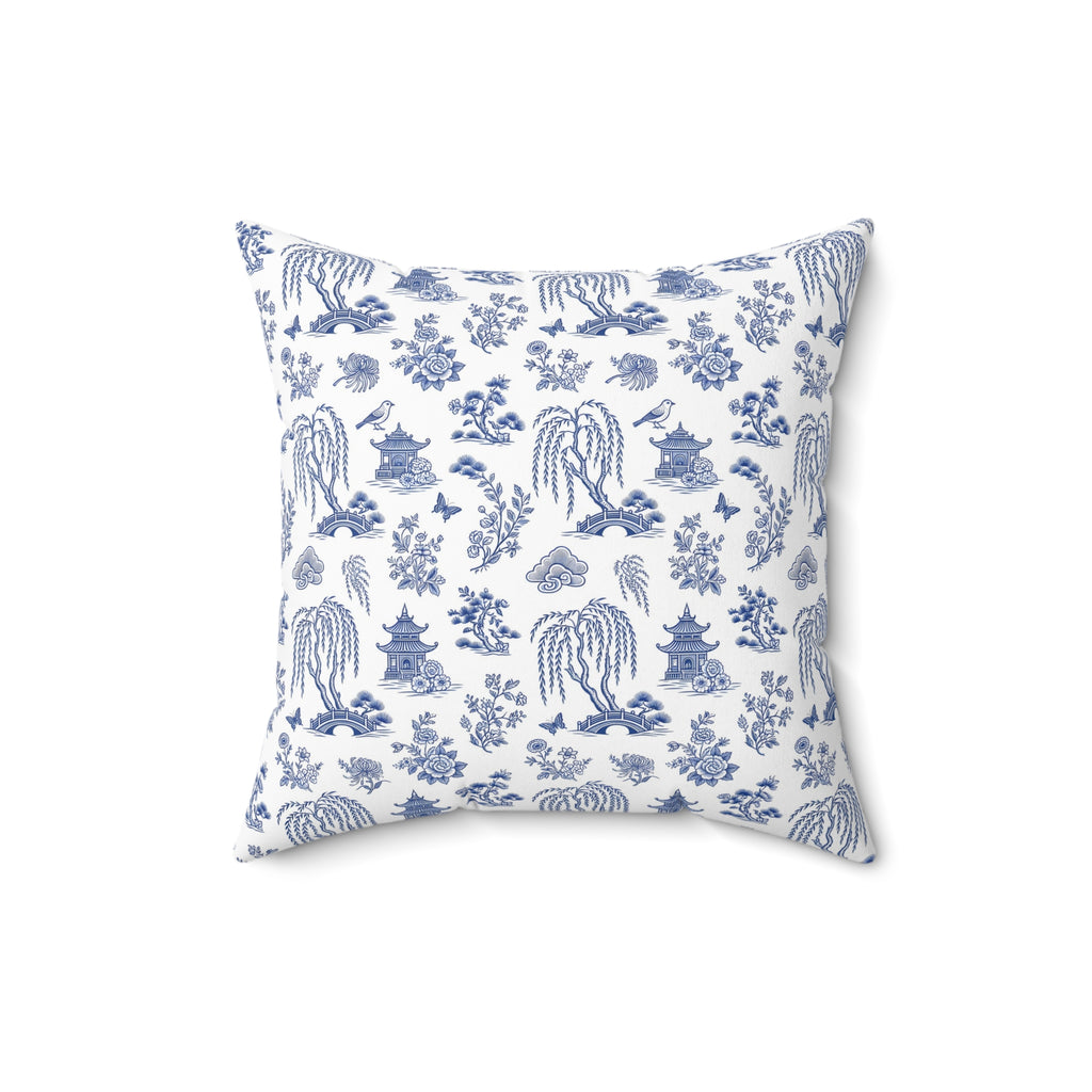 Blue Willow China Pattern Throw Pillow – Style 2