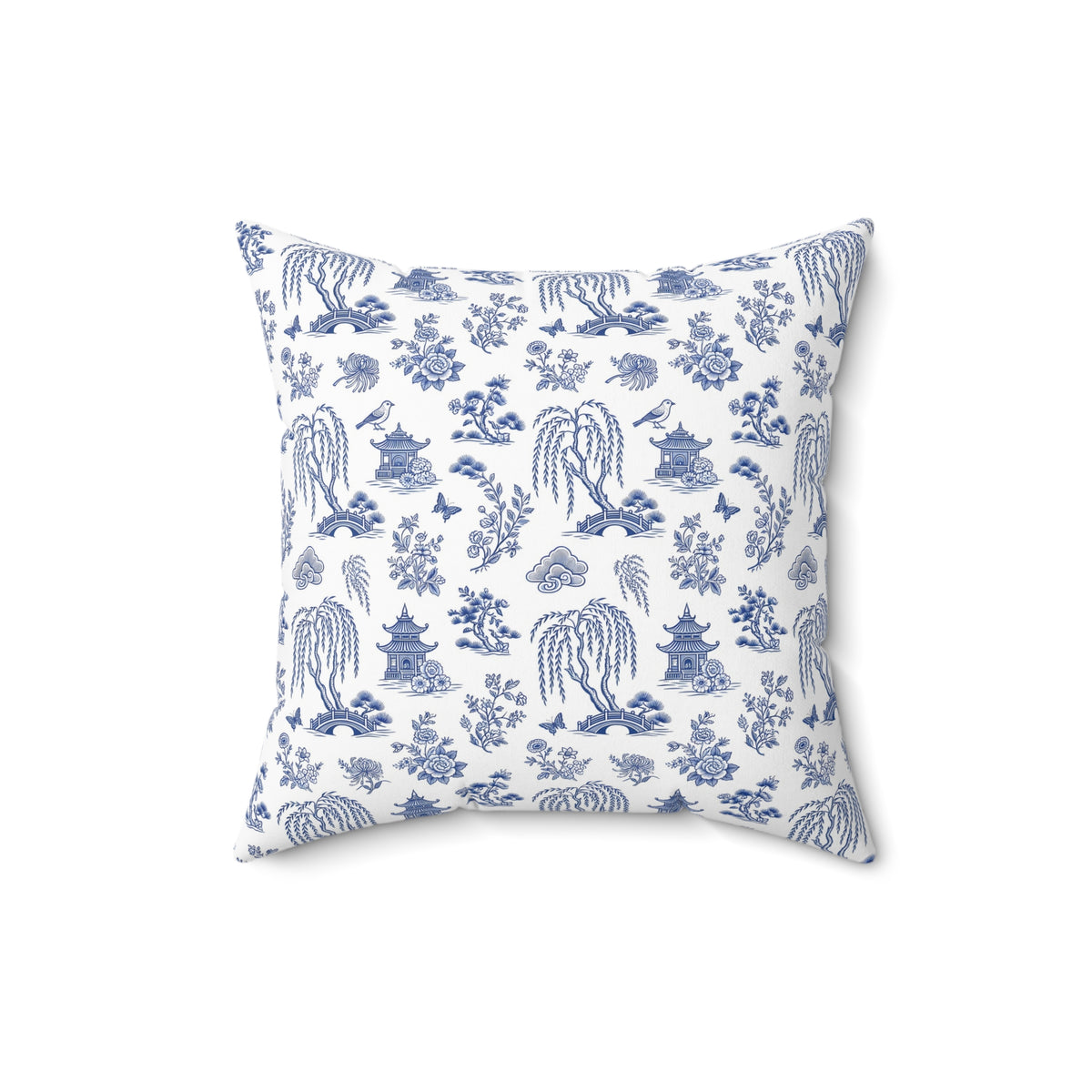 Blue Willow China Pattern Throw Pillow – Style 2