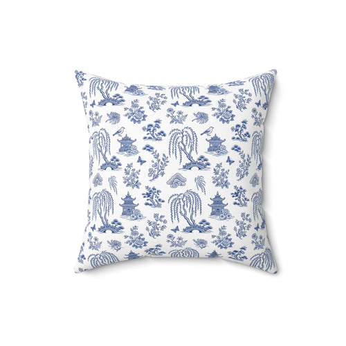 Blue Willow China Pattern Throw Pillow – Style 2