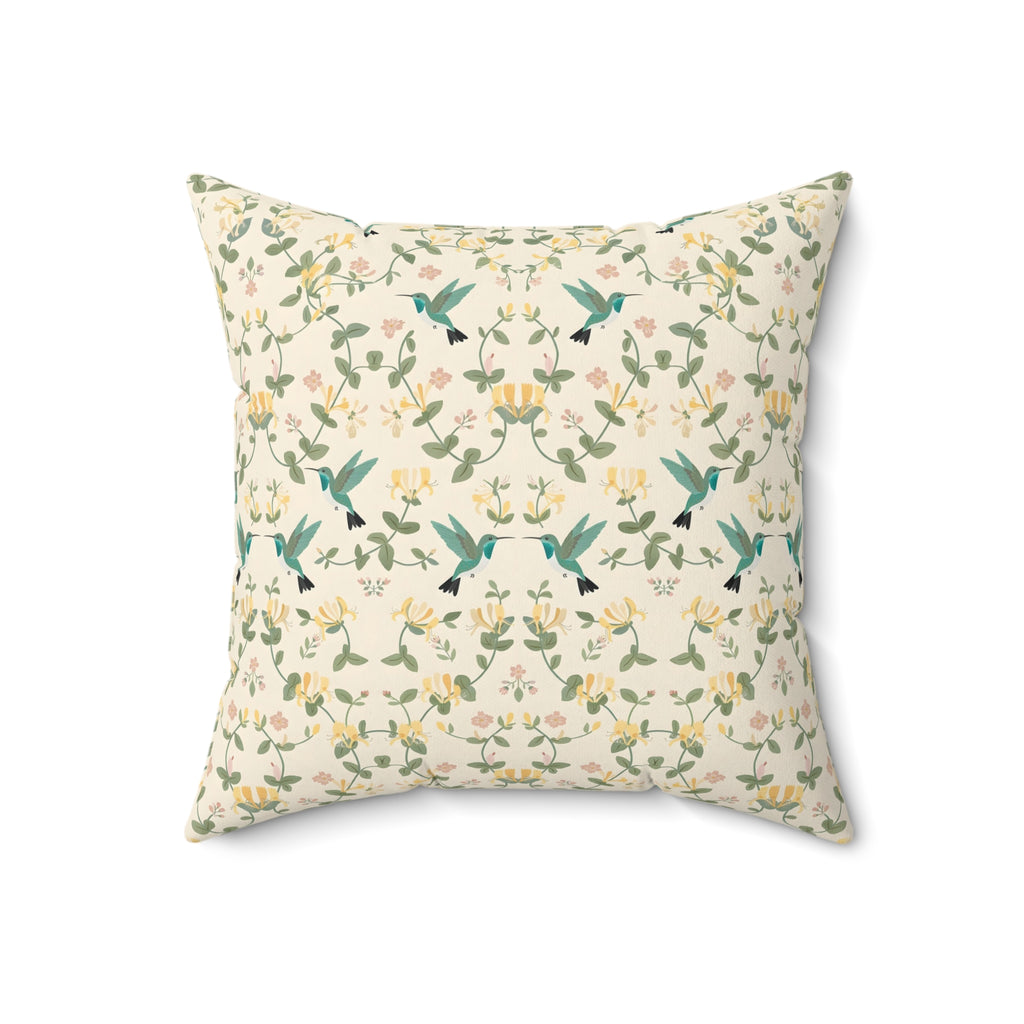 Hummingbirds and Honeysuckle Pattern Throw Pillow