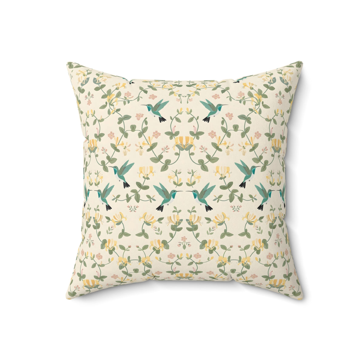 Hummingbirds and Honeysuckle Pattern Throw Pillow