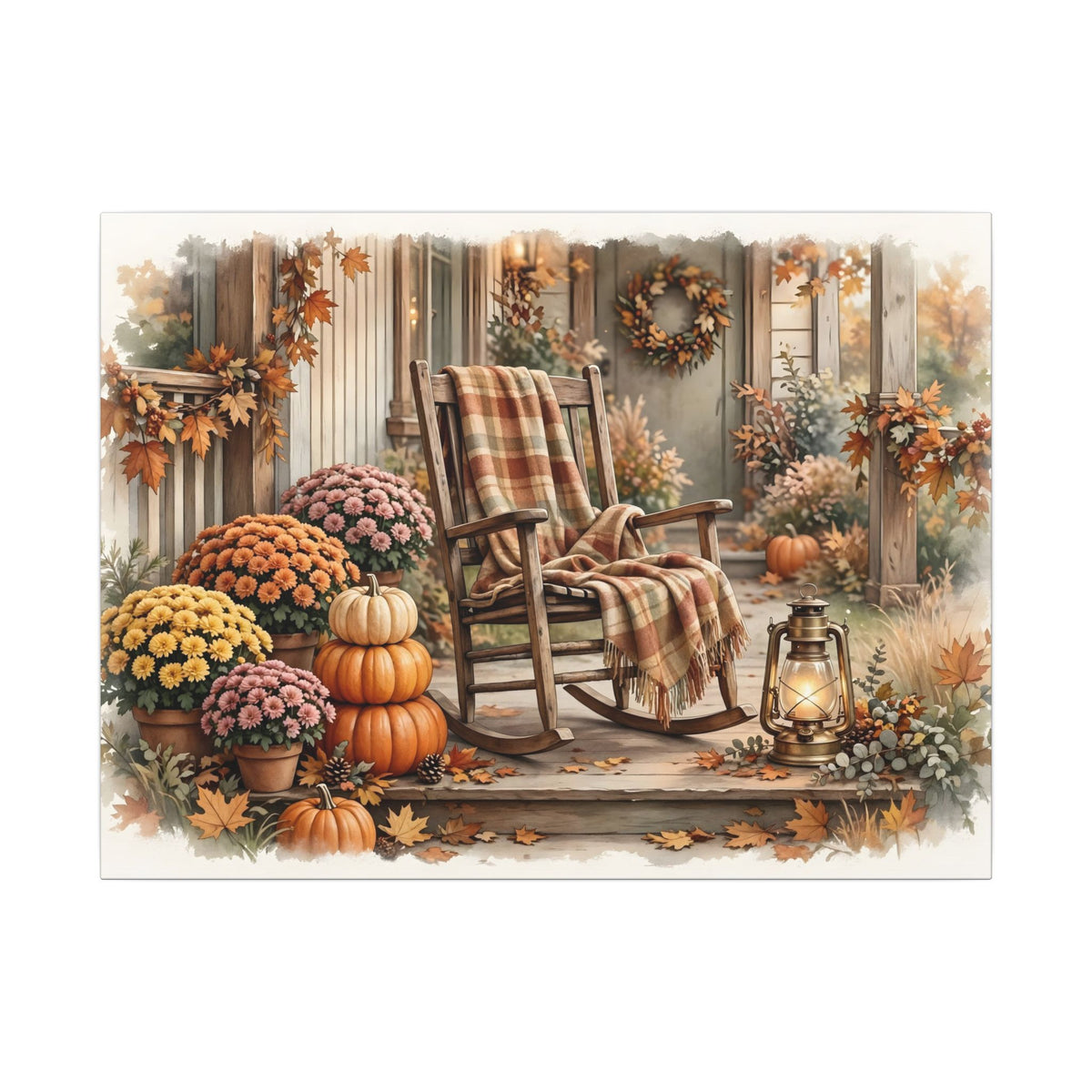 Cozy Fall Front Porch Canvas Wall Art – Style 2