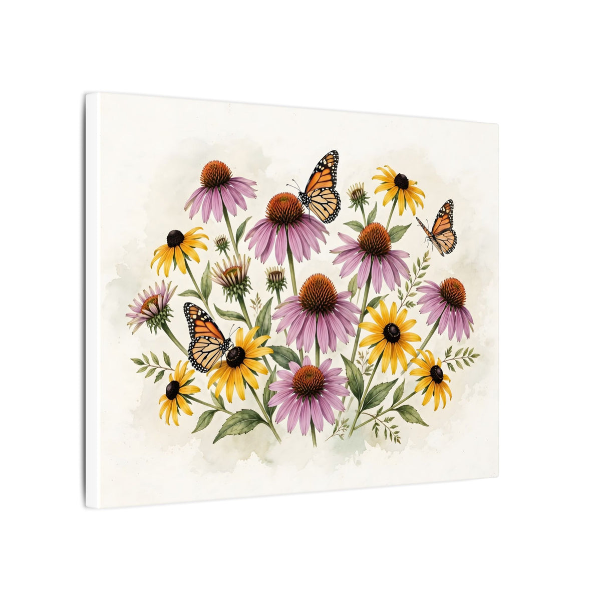 Monarch Butterflies and Wildflowers Canvas Wall Art – Style 2