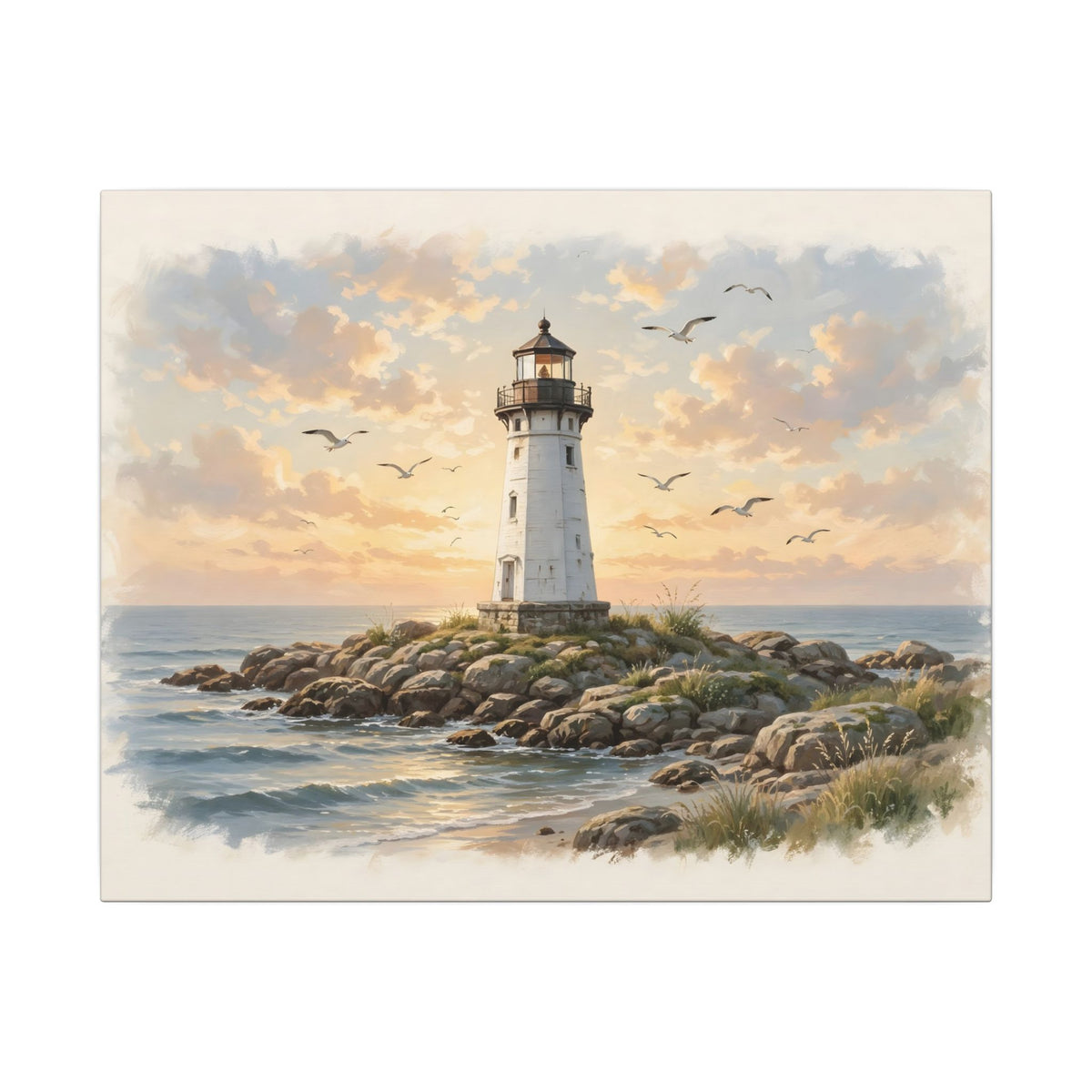 Lighthouse at Golden Hour Canvas Wall Art – Style 2