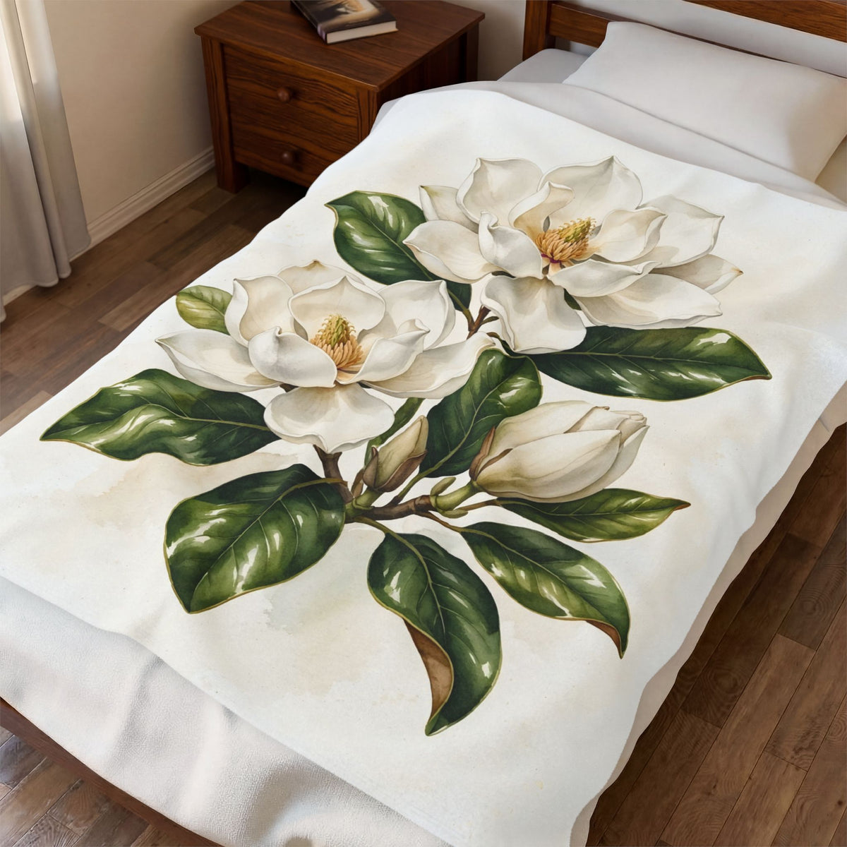Magnolia Blossoms Velveteen Plush Blanket – Style 2