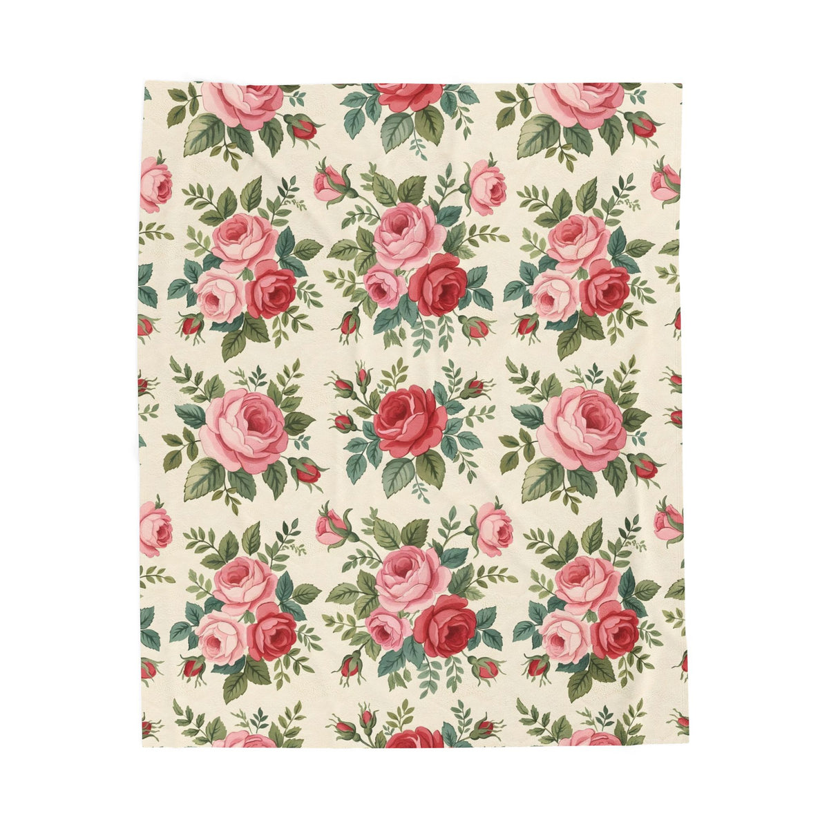 English Rose Chintz Pattern Velveteen Plush Blanket