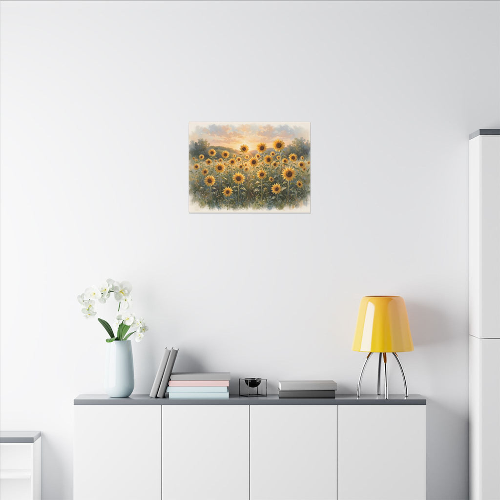 Sunflower Field at Sunset Canvas Wall Art