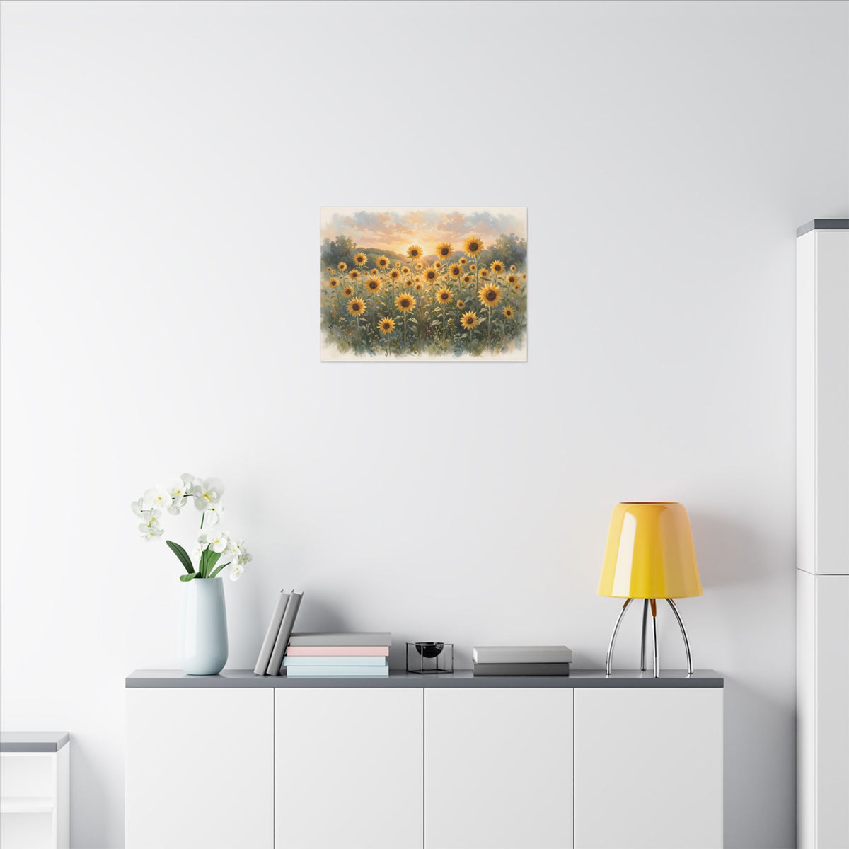 Sunflower Field at Sunset Canvas Wall Art