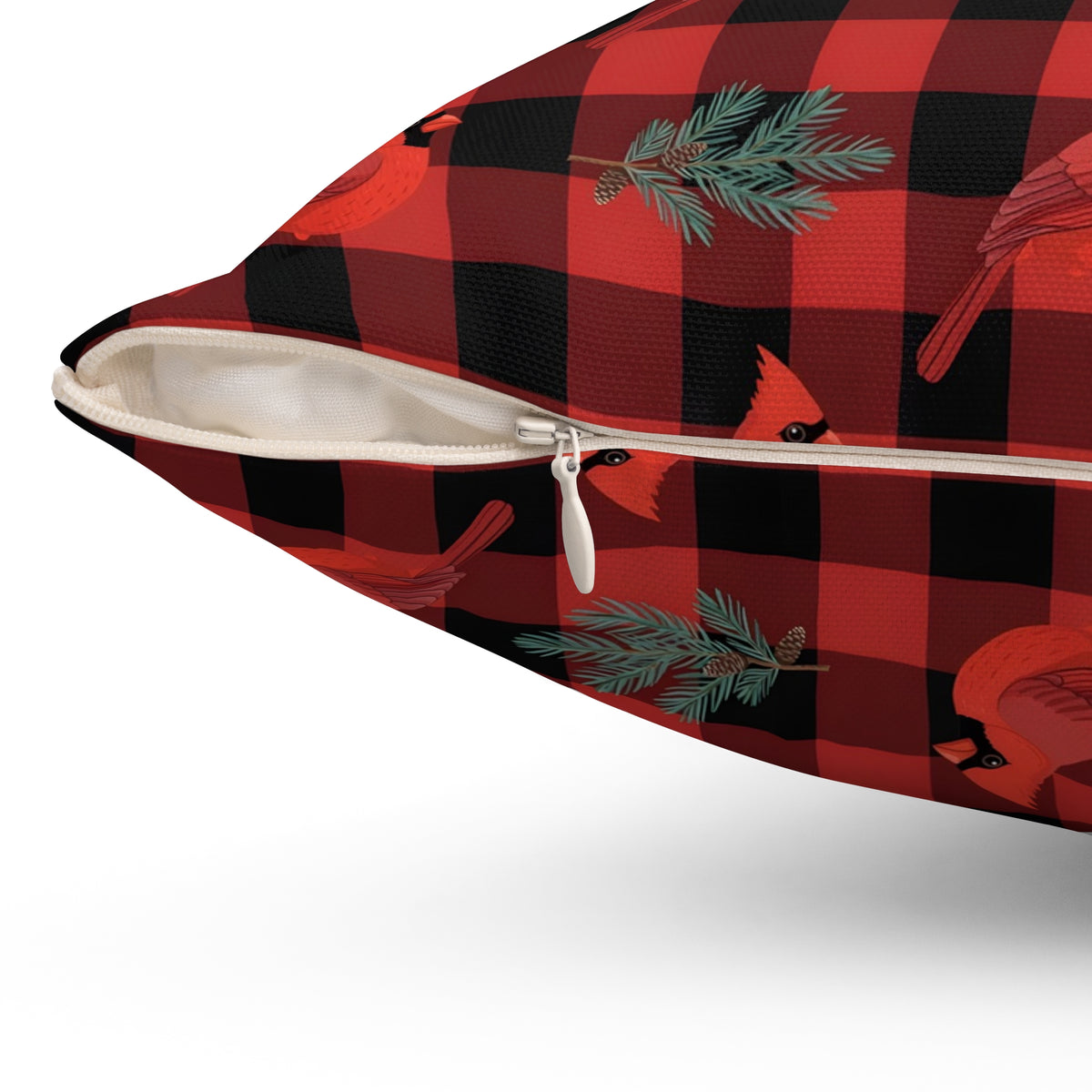 Cardinals and Buffalo Plaid Pattern Throw Pillow – Style 2