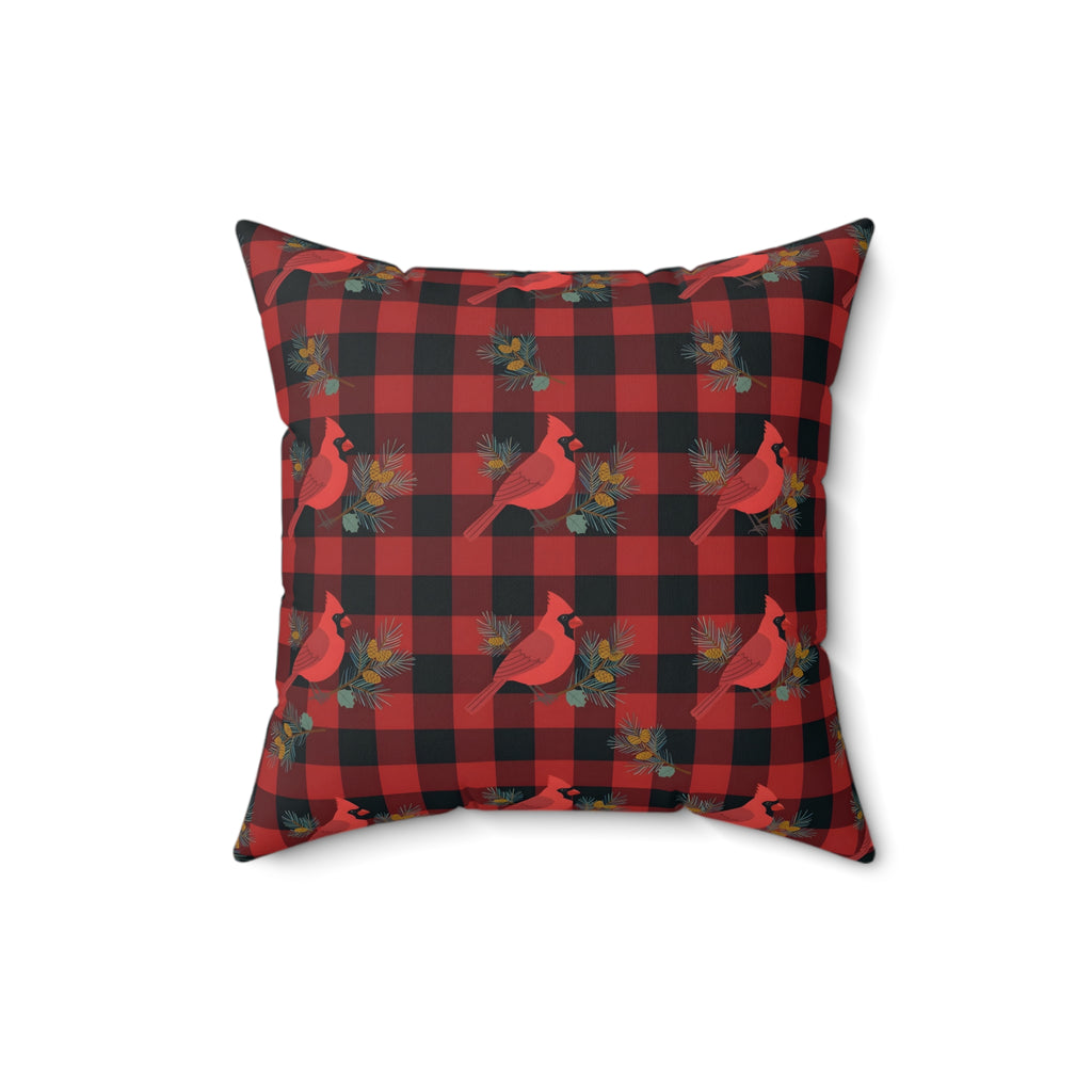 Cardinals and Buffalo Plaid Pattern Throw Pillow