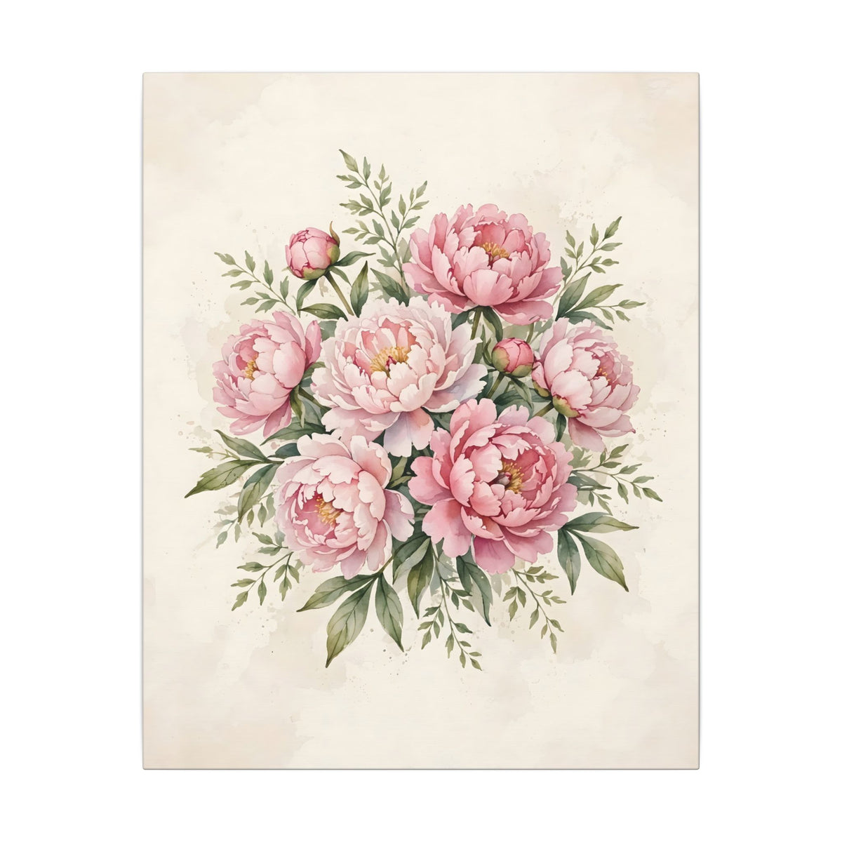 Pink Peonies Watercolor Canvas Wall Art