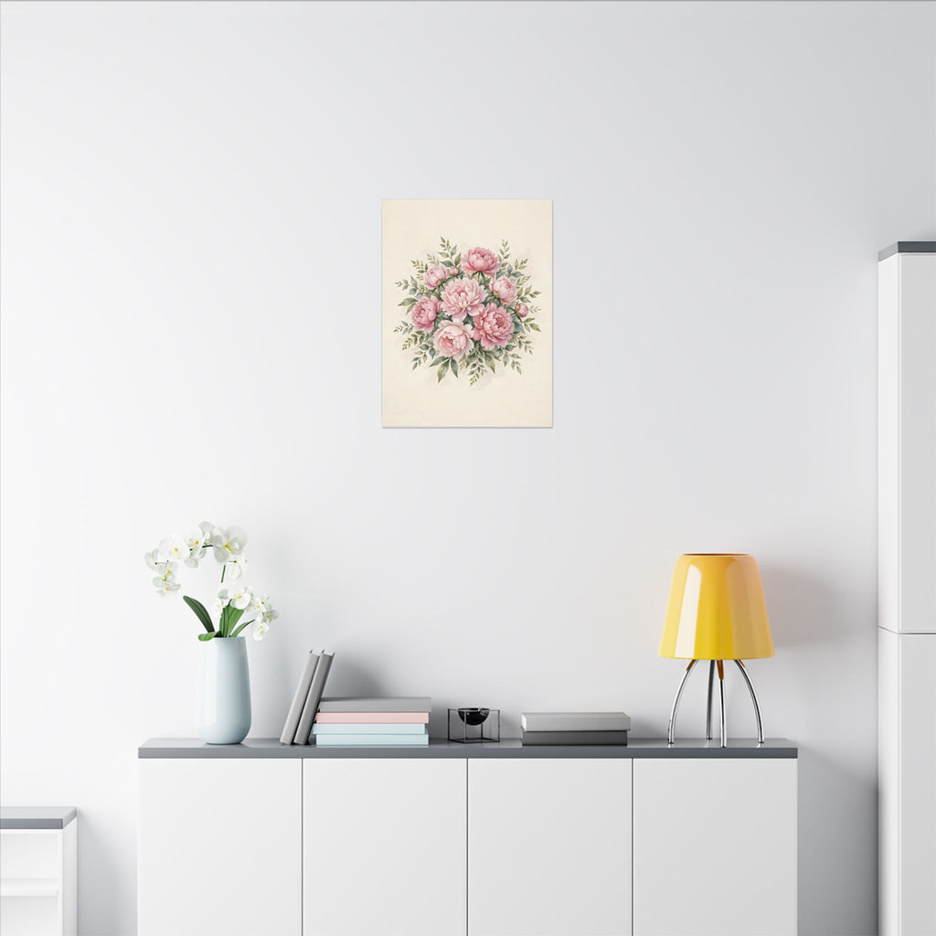 Pink Peonies Watercolor Canvas Wall Art – Style 2