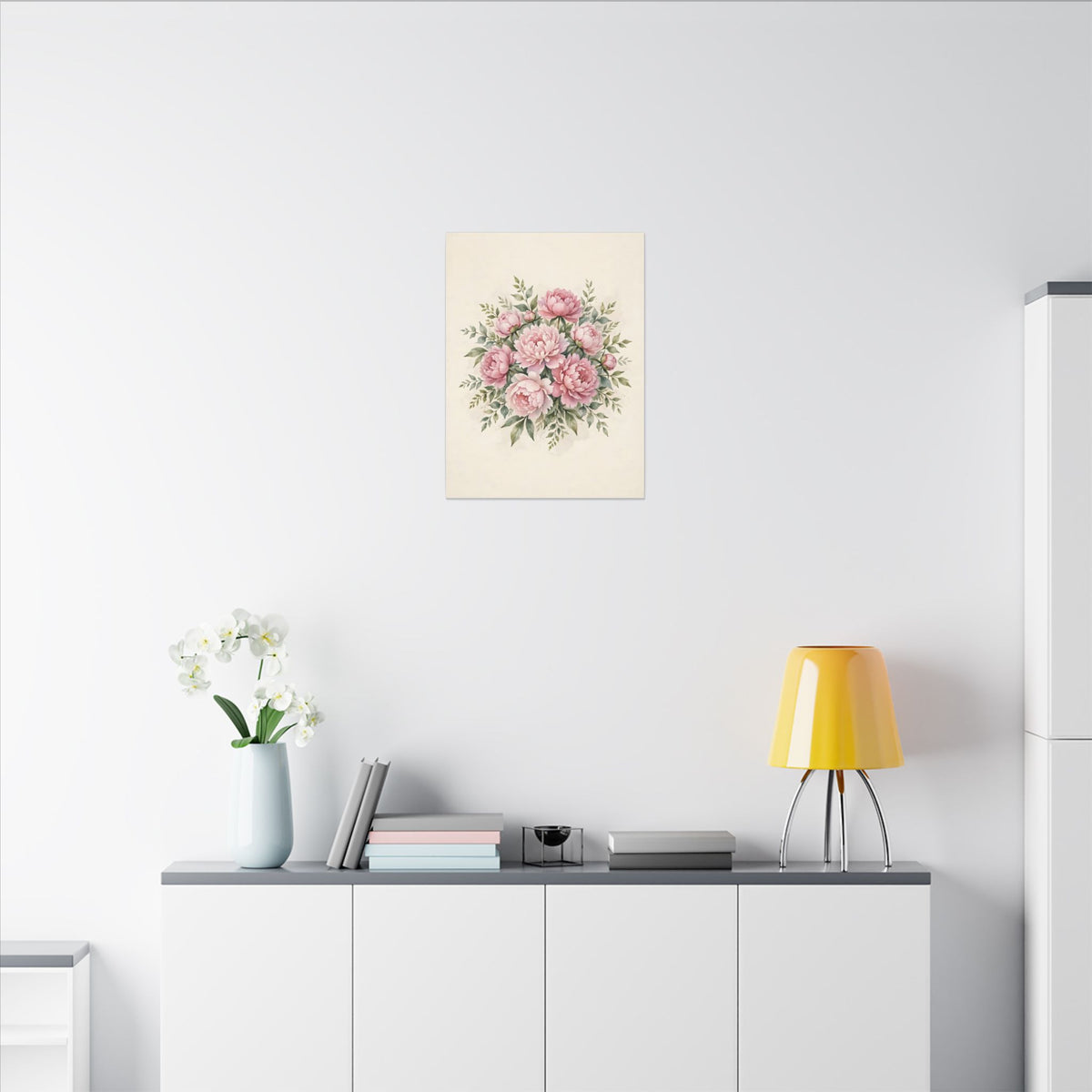 Pink Peonies Watercolor Canvas Wall Art – Style 2