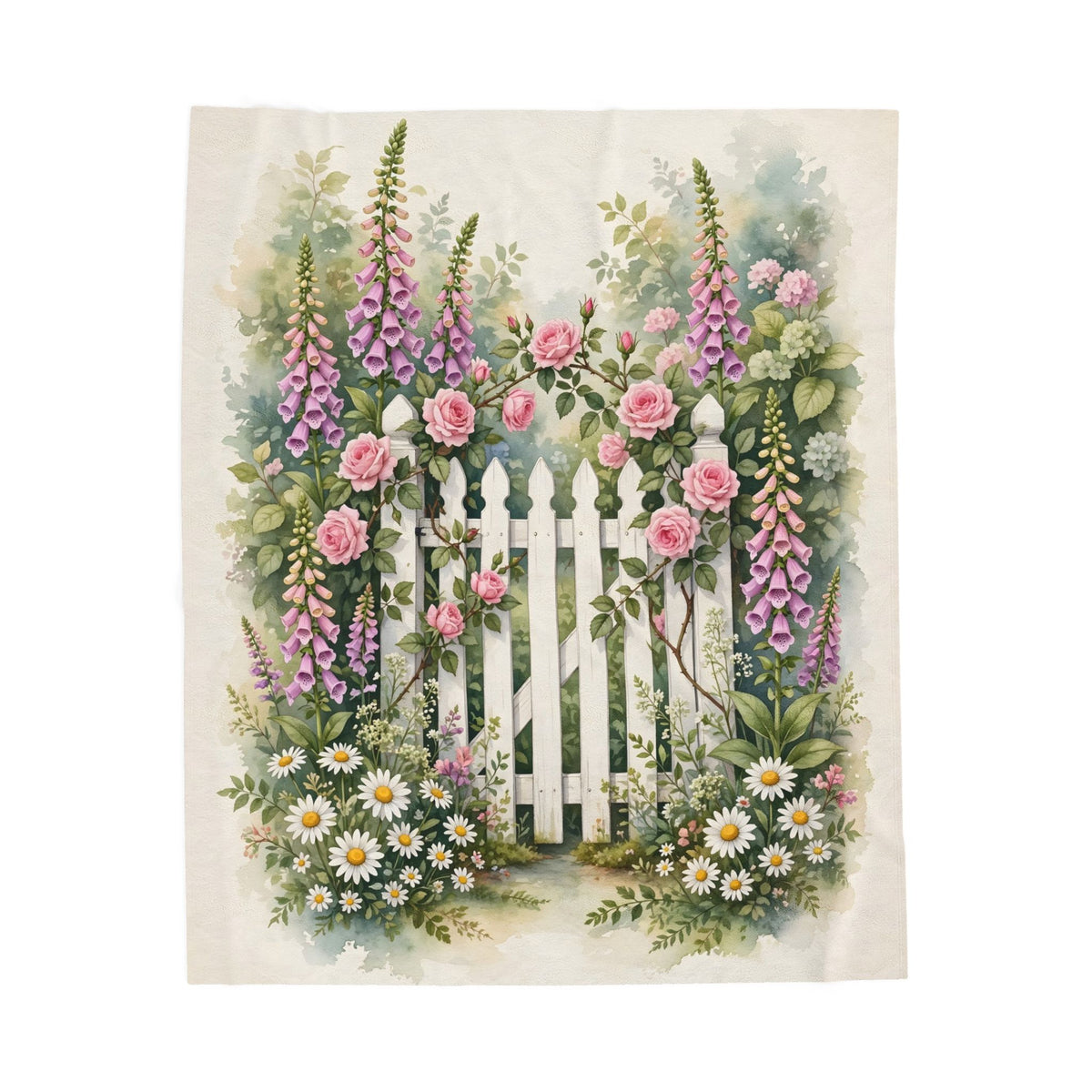 Cottage Garden Gate Velveteen Plush Blanket