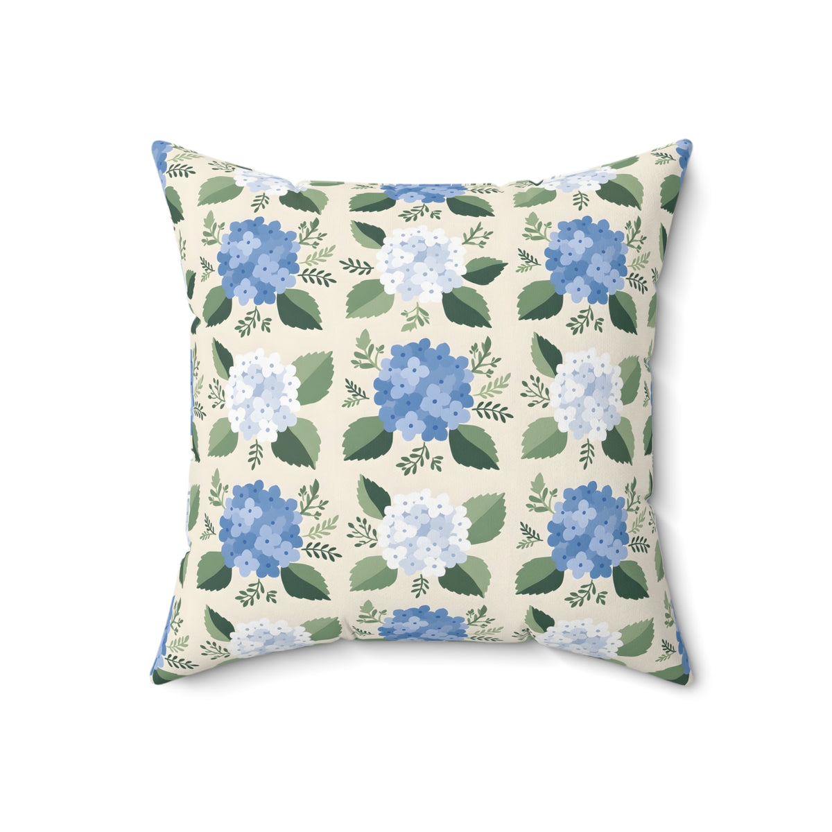 Hydrangea Blue Floral Pattern Throw Pillow