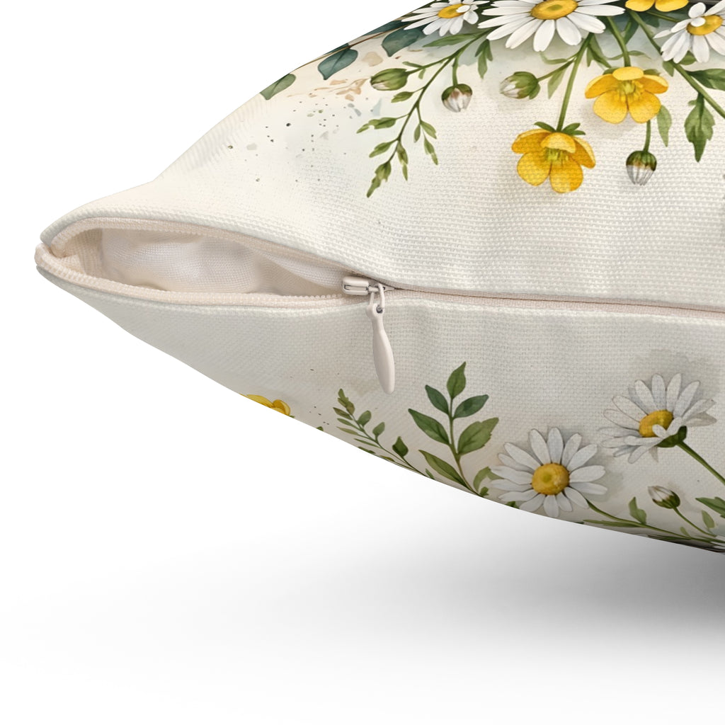 Daisies in a Watering Can Throw Pillow – Style 2