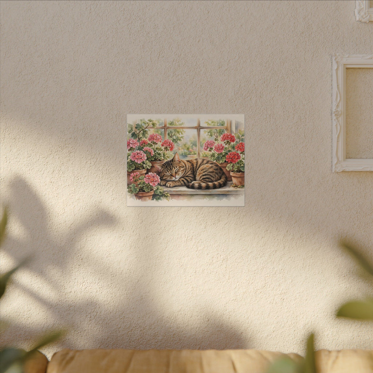 Tabby Cat in the Window Garden Canvas Wall Art – Style 2
