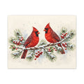 Cardinals on a Snowy Pine Branch Canvas Wall Art – Style 2