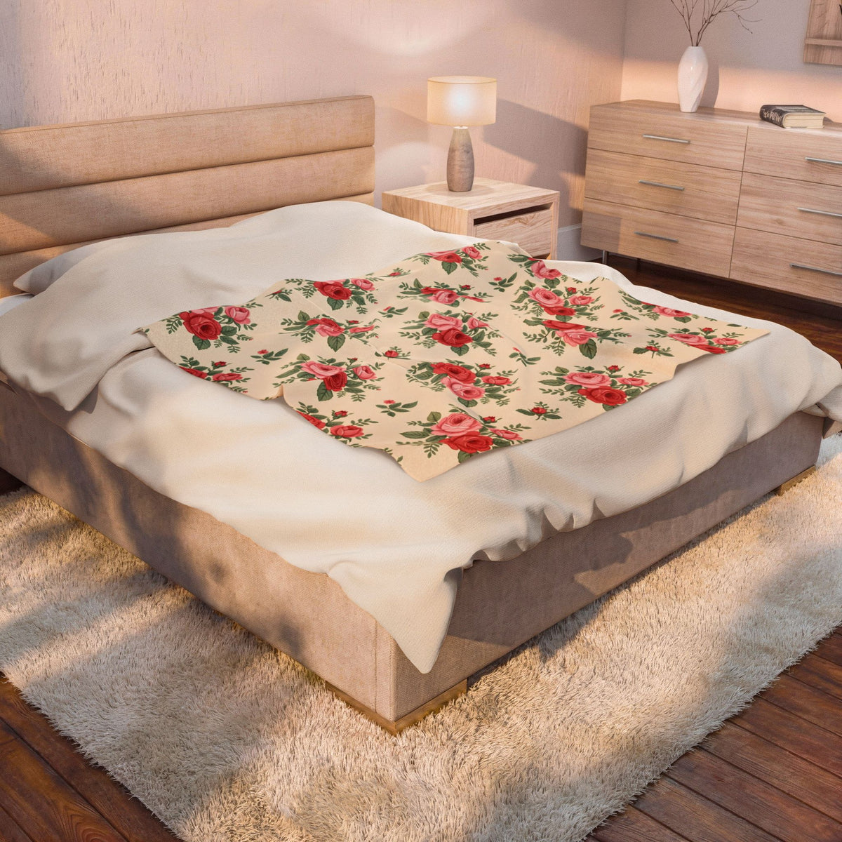 English Rose Chintz Pattern Velveteen Plush Blanket – Style 2