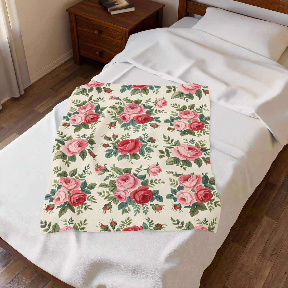 English Rose Chintz Pattern Velveteen Plush Blanket