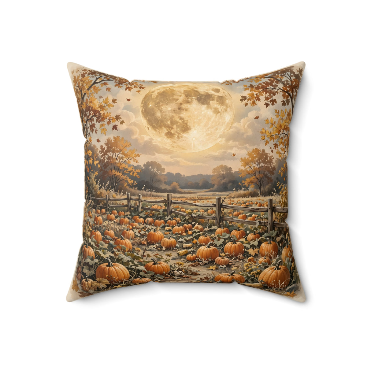 Harvest Moon over the Pumpkin Patch Throw Pillow