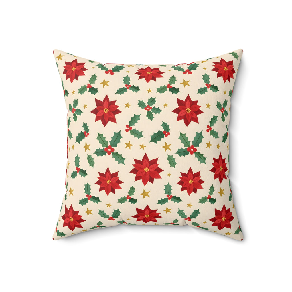 Christmas Poinsettia Pattern Throw Pillow – Style 2