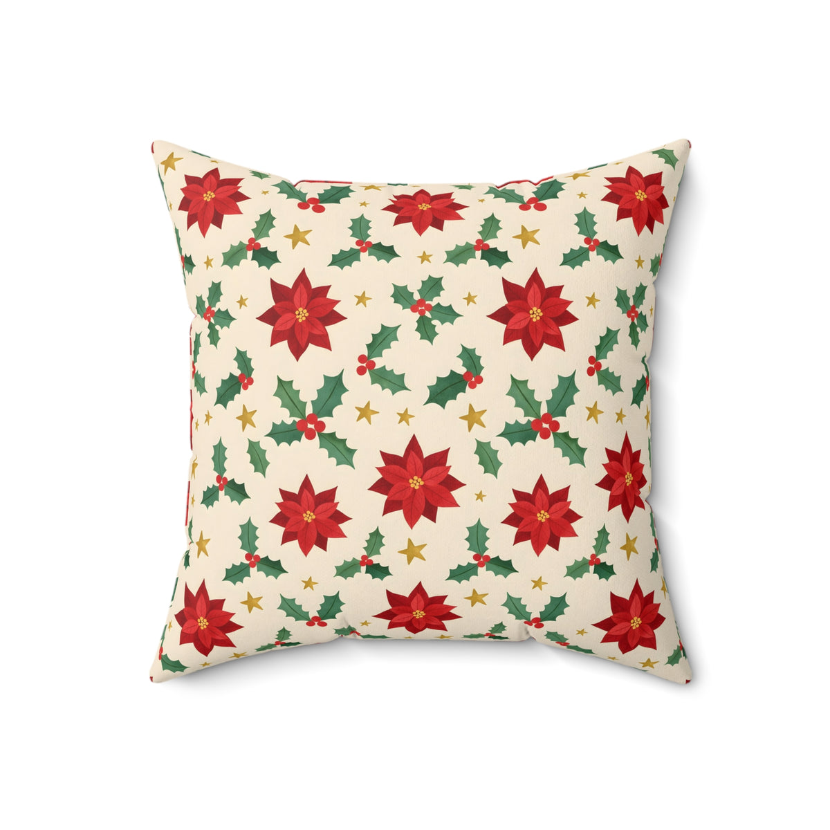 Christmas Poinsettia Pattern Throw Pillow – Style 2