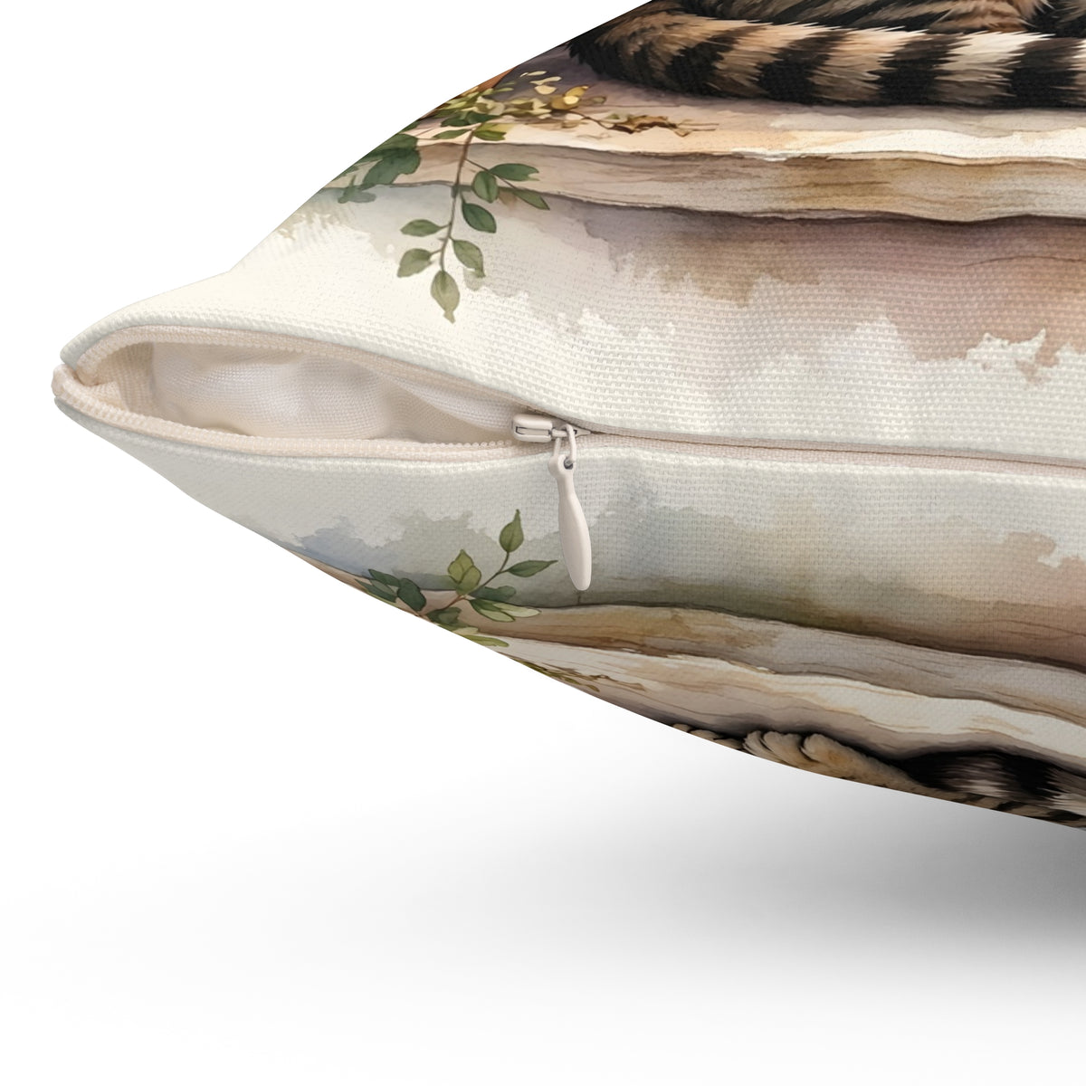 Tabby Cat in the Window Garden Throw Pillow
