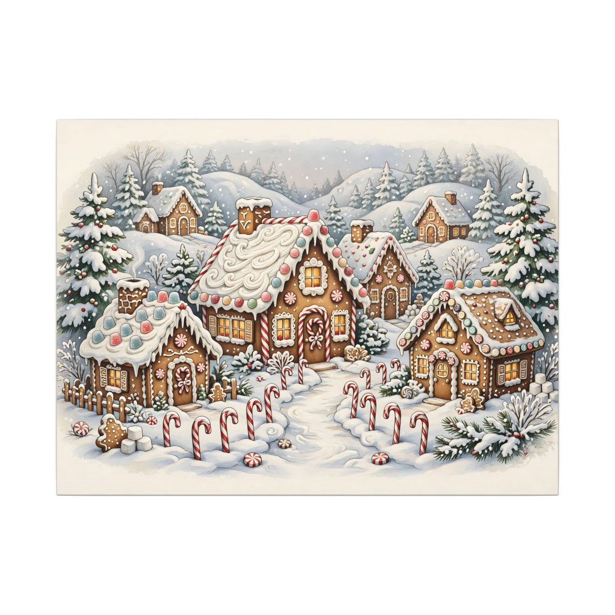Gingerbread Village Canvas Wall Art – Style 2