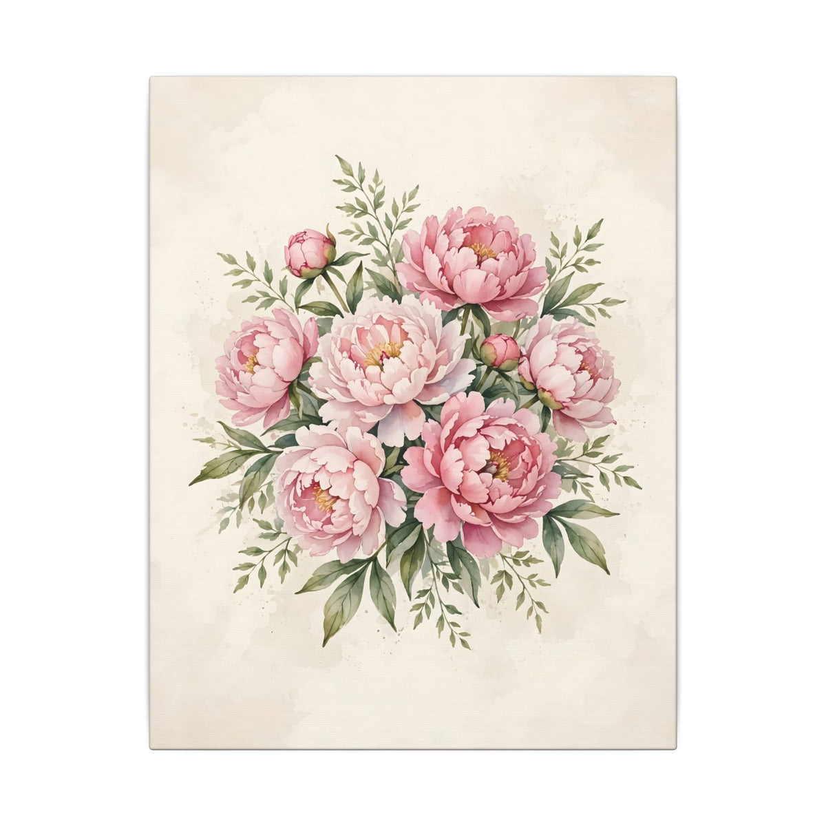 Pink Peonies Watercolor Canvas Wall Art