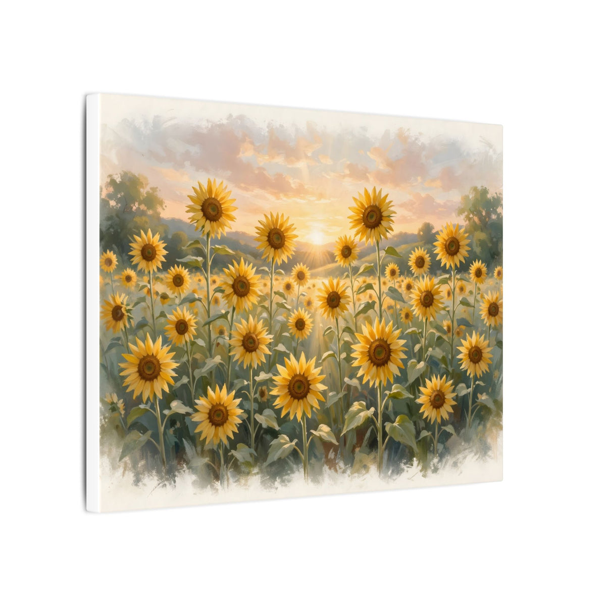 Sunflower Field at Sunset Canvas Wall Art – Style 2