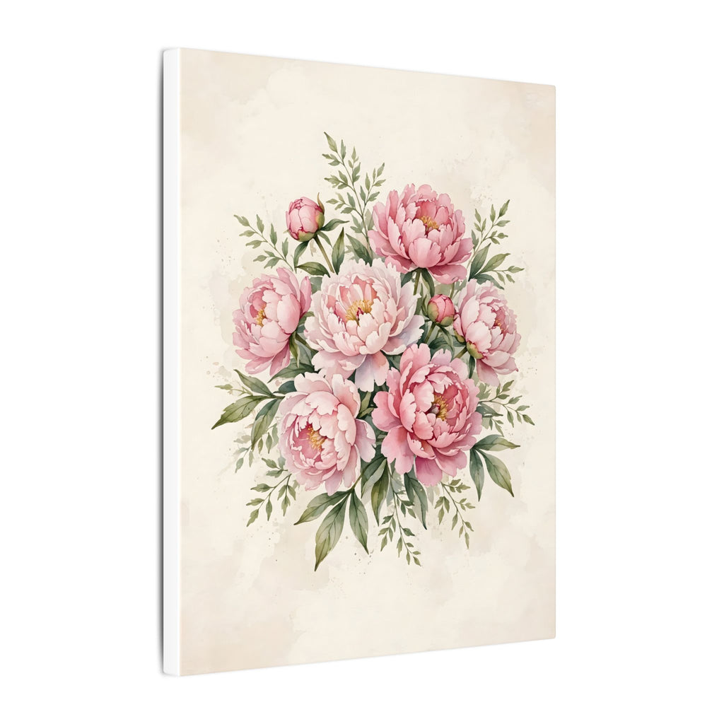Pink Peonies Watercolor Canvas Wall Art