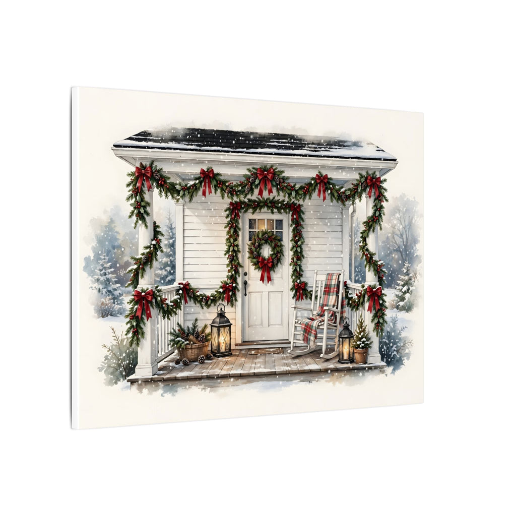 Farmhouse Christmas Porch Canvas Wall Art