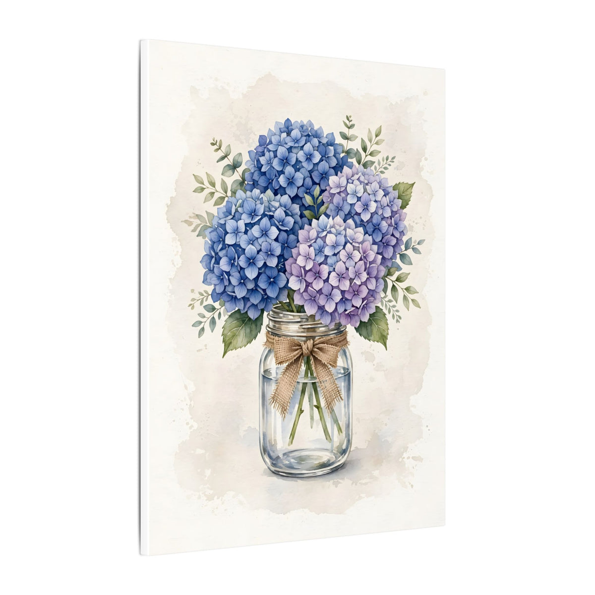Blue Hydrangeas in a Mason Jar Canvas Wall Art – Style 2