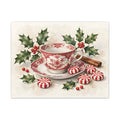 Christmas Teacup with Peppermints Canvas Wall Art