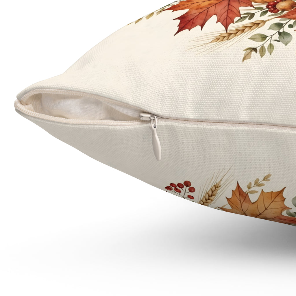 Fall Wreath of Leaves and Berries Throw Pillow – Style 2
