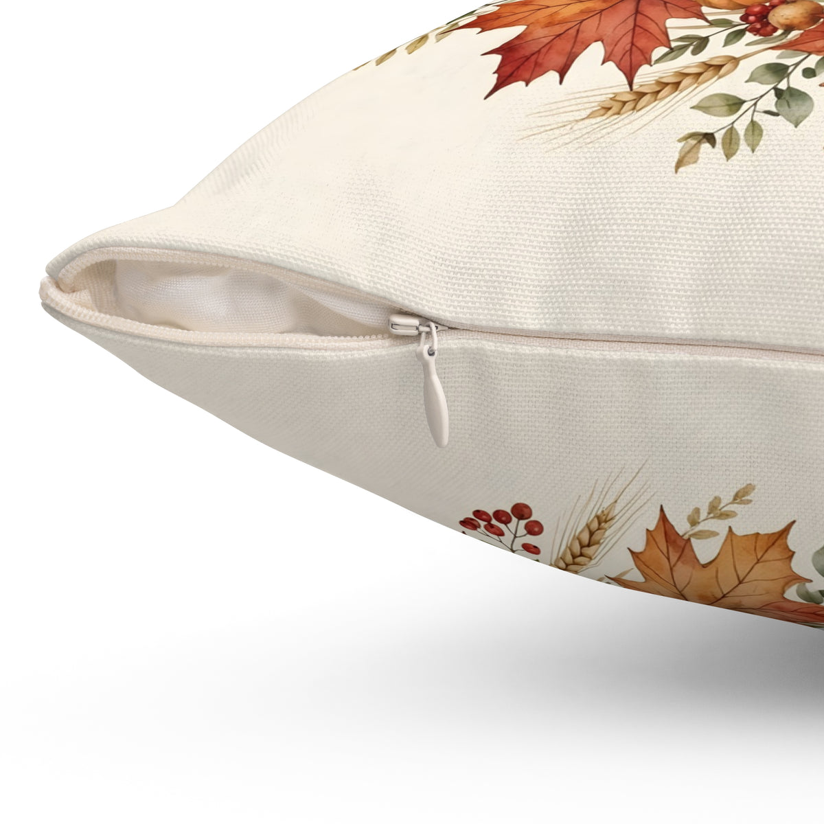 Fall Wreath of Leaves and Berries Throw Pillow – Style 2