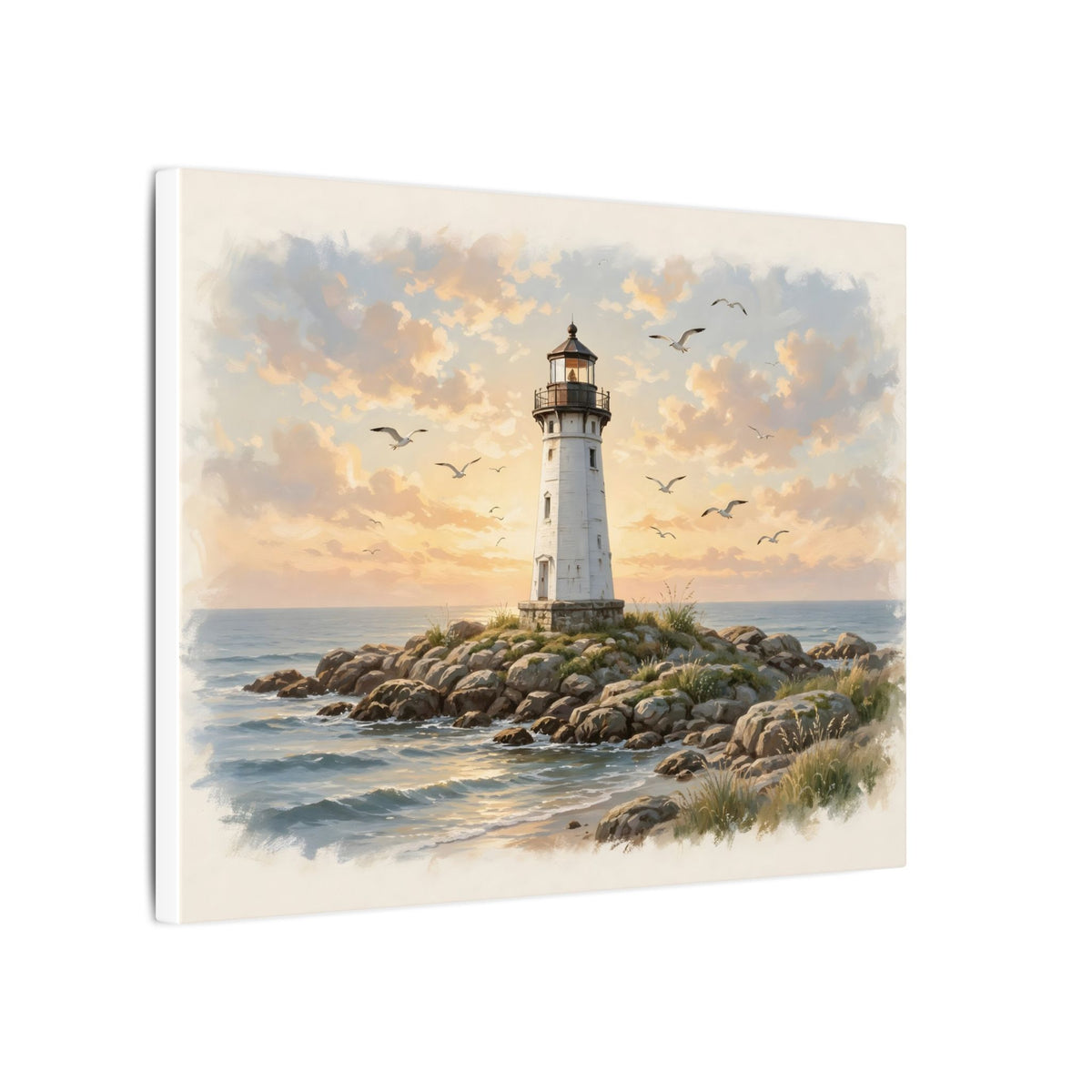 Lighthouse at Golden Hour Canvas Wall Art – Style 2
