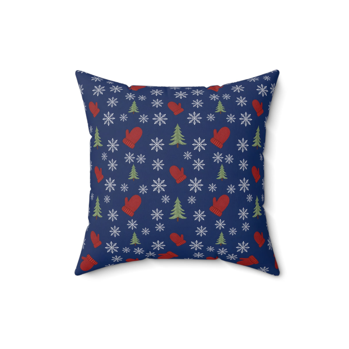 Snowflakes and Mittens Pattern Throw Pillow