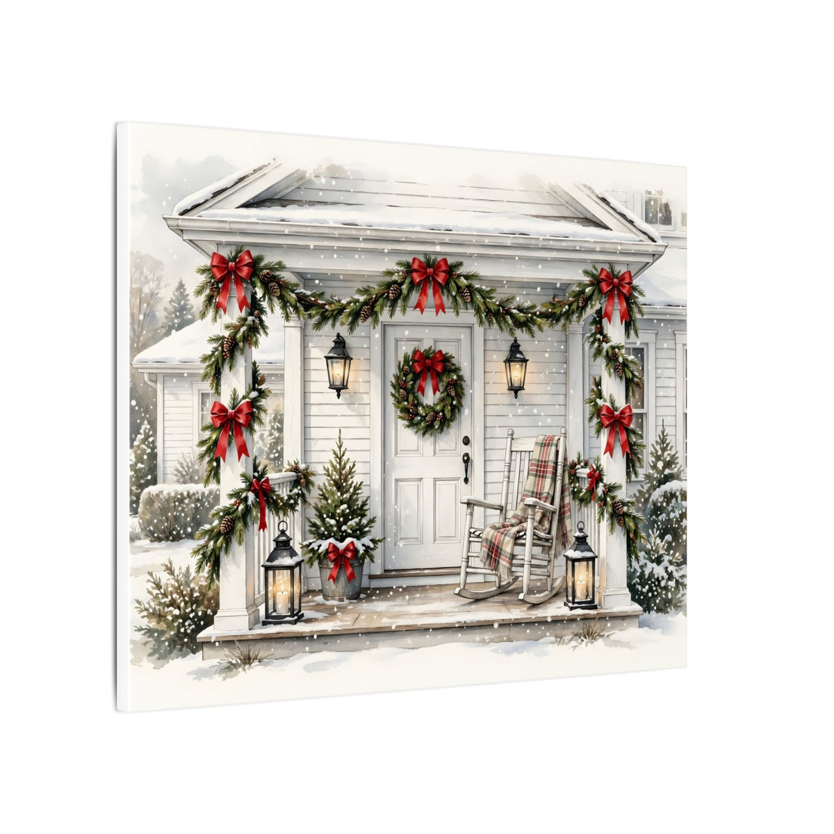 Farmhouse Christmas Porch Canvas Wall Art – Style 2