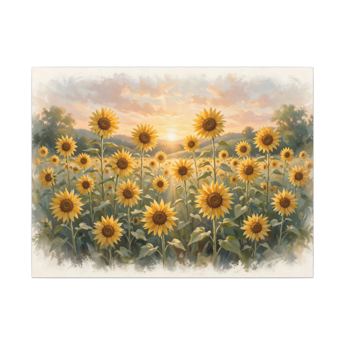 Sunflower Field at Sunset Canvas Wall Art – Style 2
