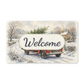 Vintage Red Truck with Christmas Tree Welcome Doormat