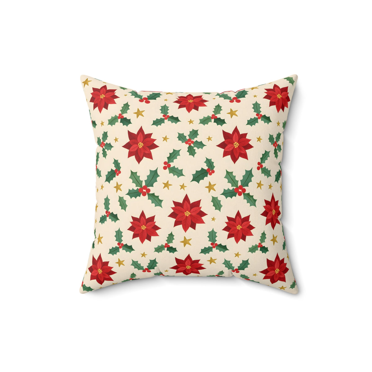 Christmas Poinsettia Pattern Throw Pillow – Style 2
