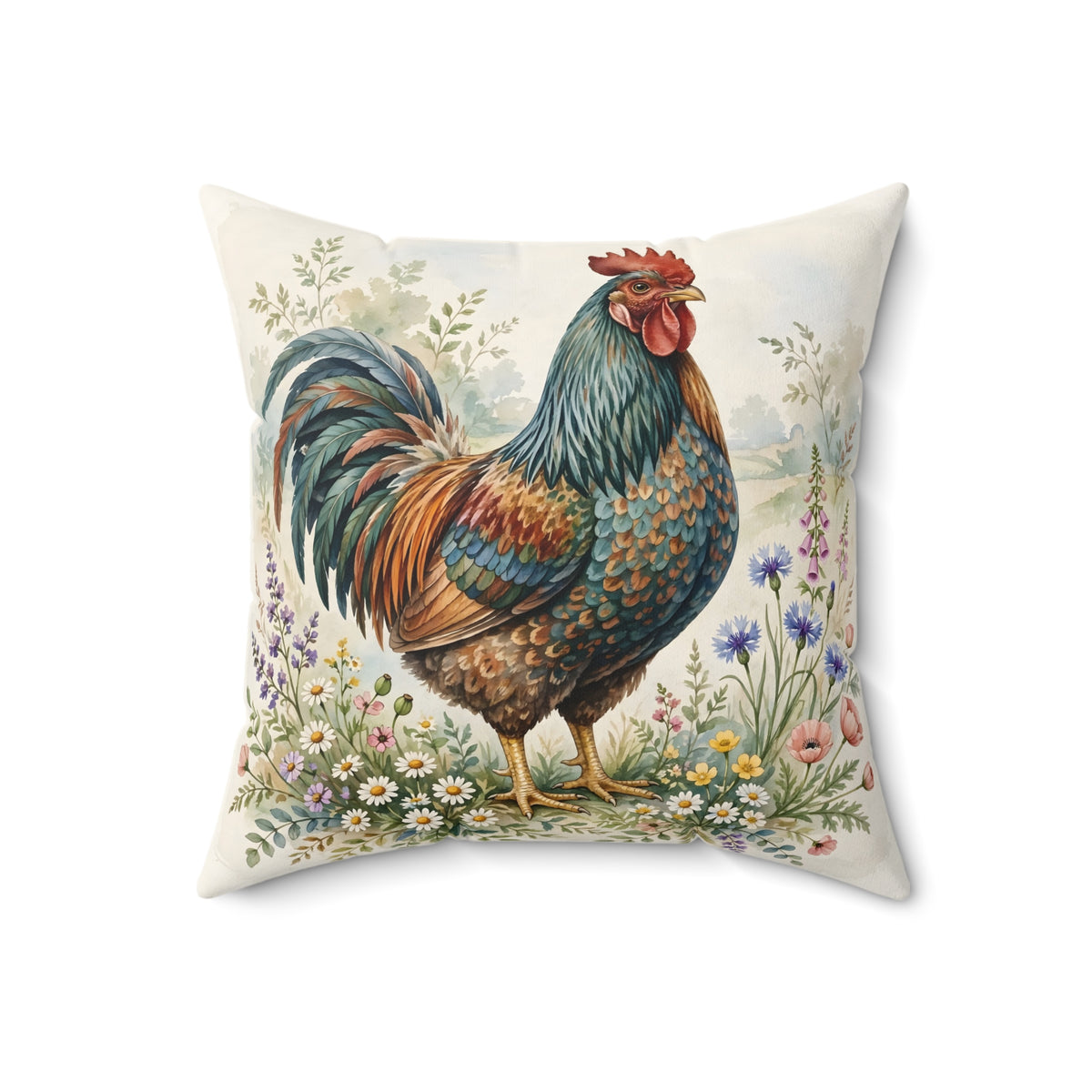 Proud Farmhouse Rooster Throw Pillow
