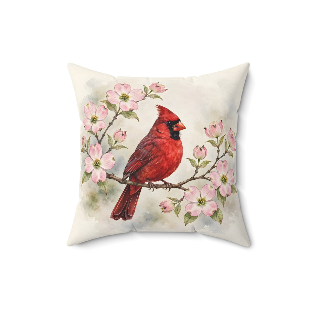 Cardinal on a Spring Branch Throw Pillow – Style 2