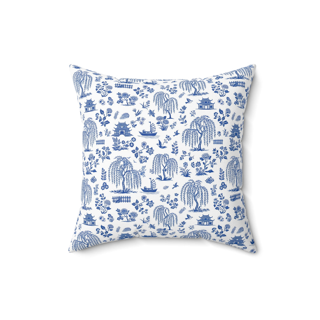 Blue Willow China Pattern Throw Pillow