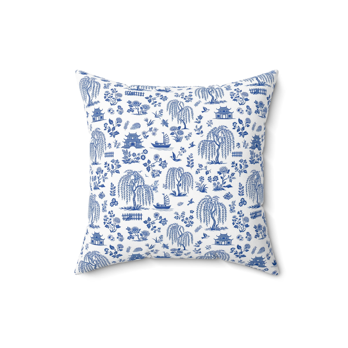 Blue Willow China Pattern Throw Pillow